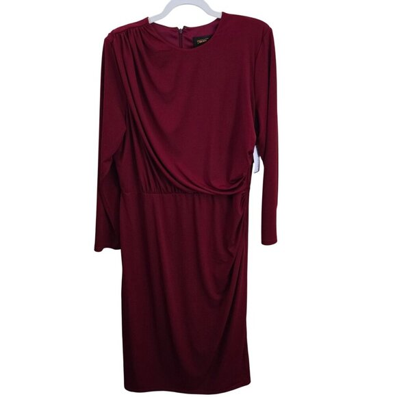 Alexia Admor NWT Nicolette Dress Midi Burgundy Size XL - Picture 2 of 9